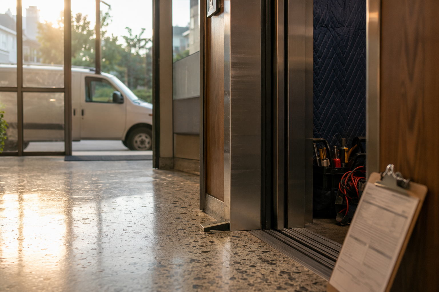 Oil and Grease Contracts: Callbacks Billed Separately Emergency elevator callback visit at a Signal Hill CA apartment building illustrating the extra billable repair costs common under an oil and grease only service contract