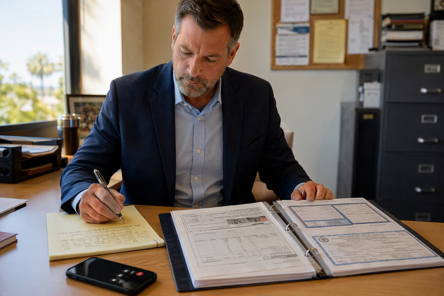Property owner reviewing California elevator permit and documenting an entrapment incident for compliance and liability records in an Orange County building