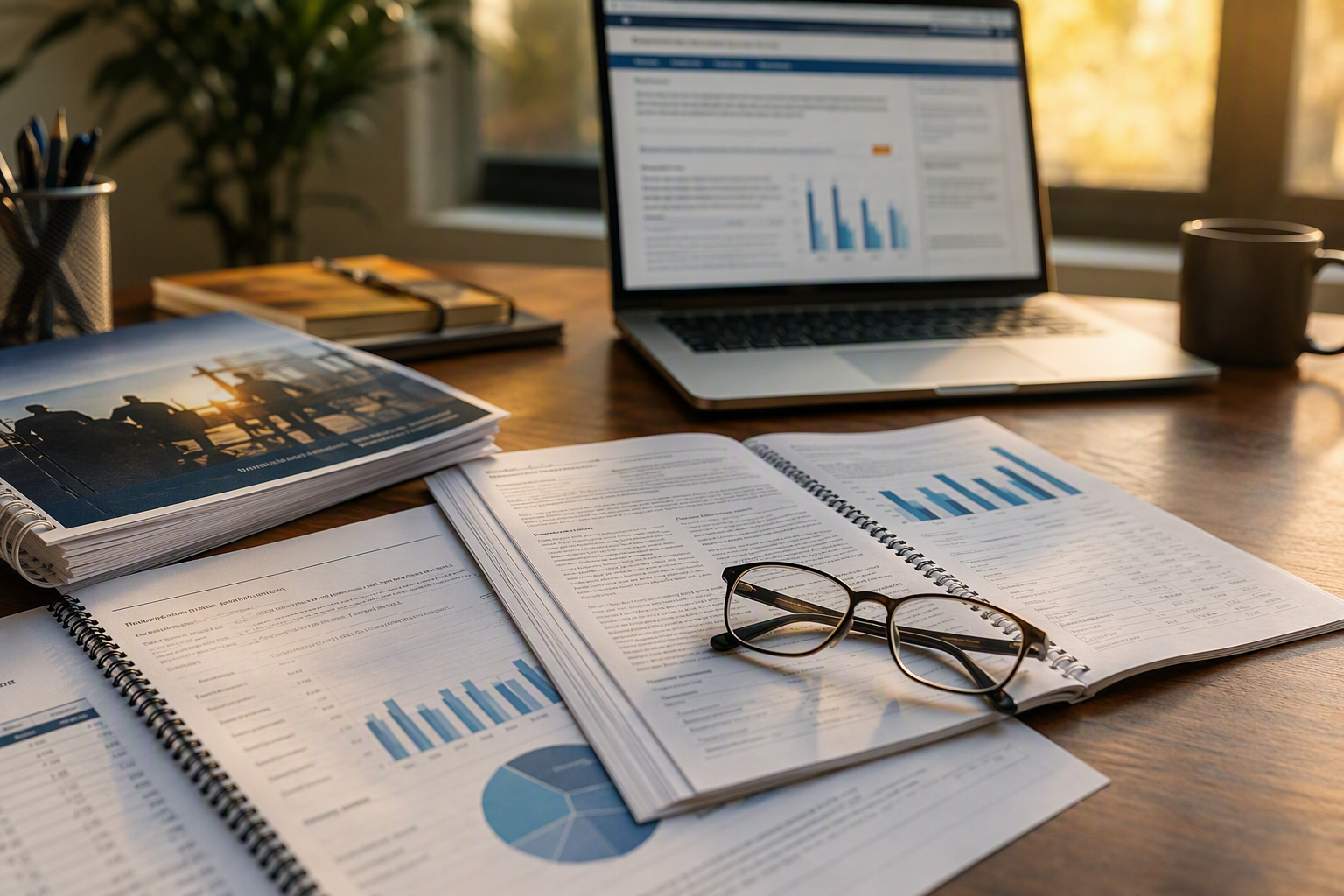 Printed elevator industry reports and government statistics documents on a desk, representing authoritative data sources like BLS, NEII, EESF, and ASME for 2025