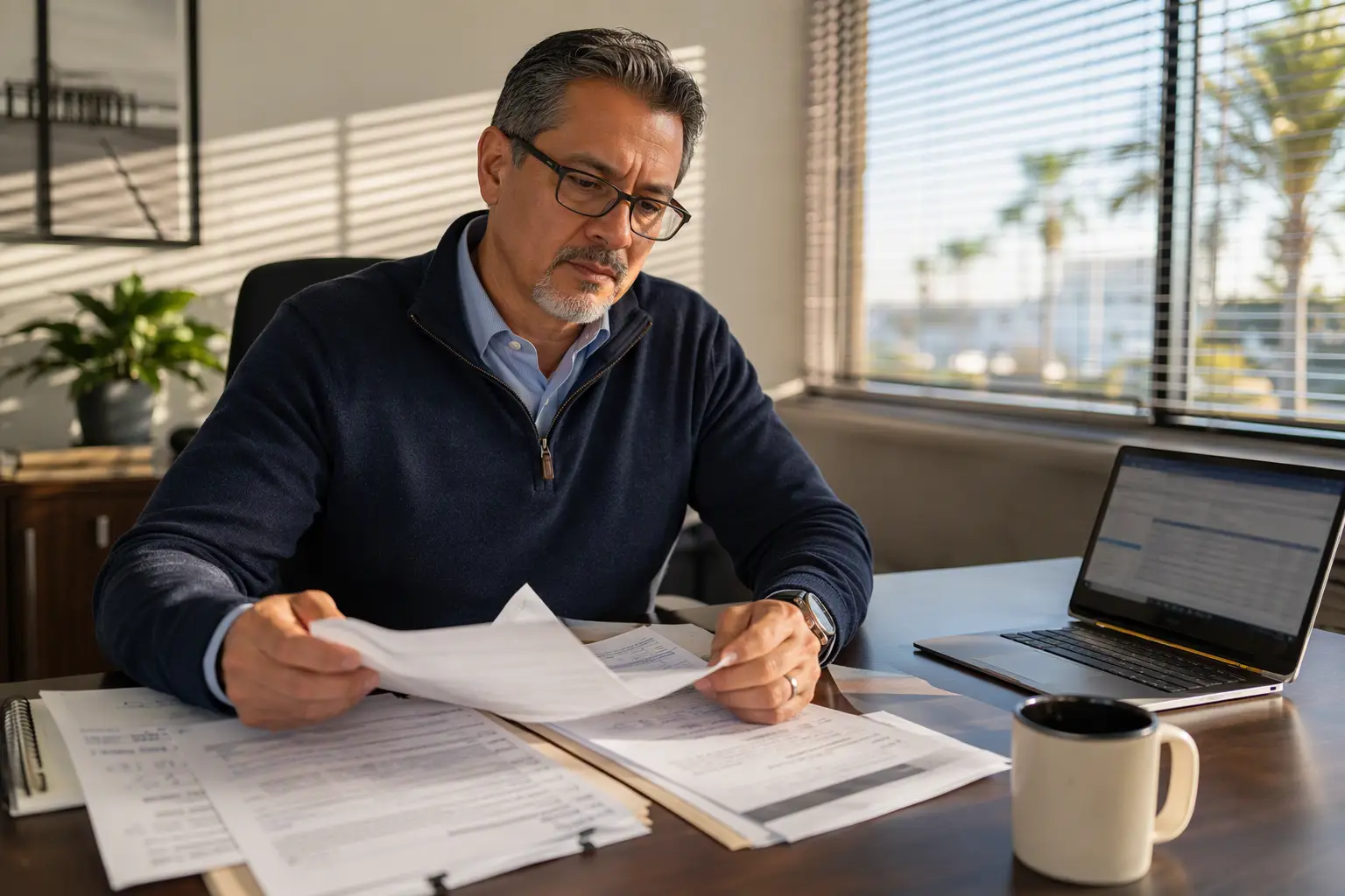 Property manager in Orange County CA reviewing elevator inspection violation reports and correction timelines to prepare for California elevator reinspection